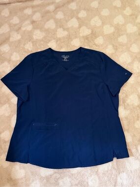 Cherokee Navy Blue Short Sleeve V-Neck Scrub Top